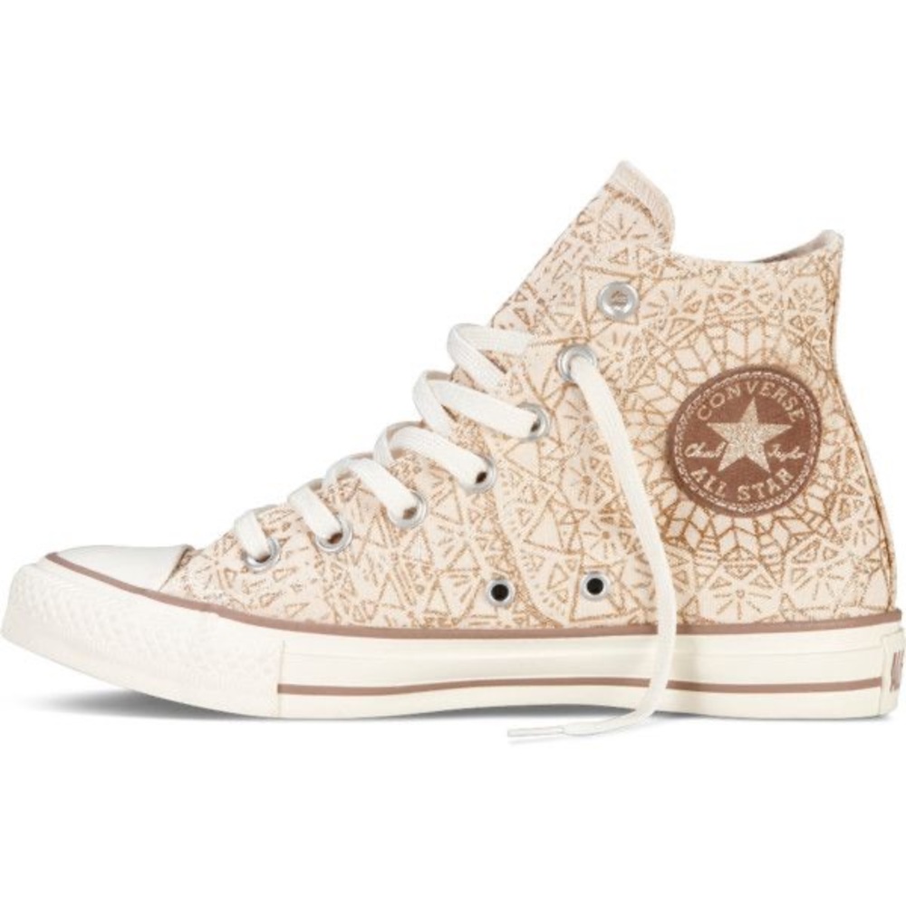 Rare Converse All Star High Tops Neutral + Gold Snowflake Sparkle